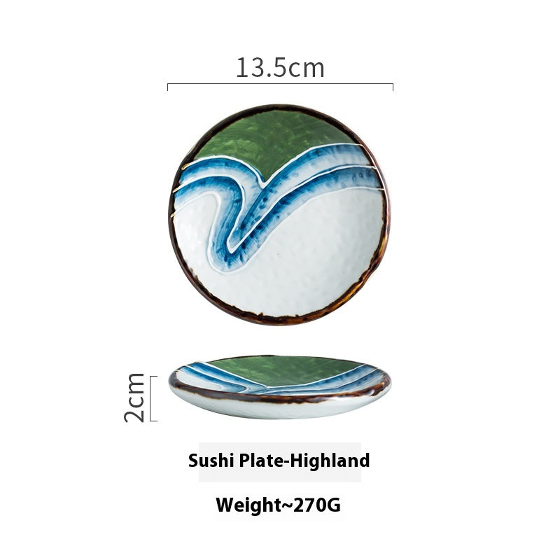 Japanese Style Painted Sushi Dessert Ceramic Plate