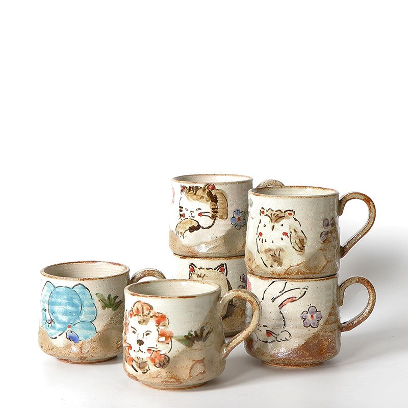 Hand Drawn Animal Pattern Mug Japanese Style