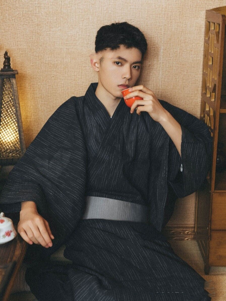 Men's Japanese Style Bathrobe Polyester Fiber