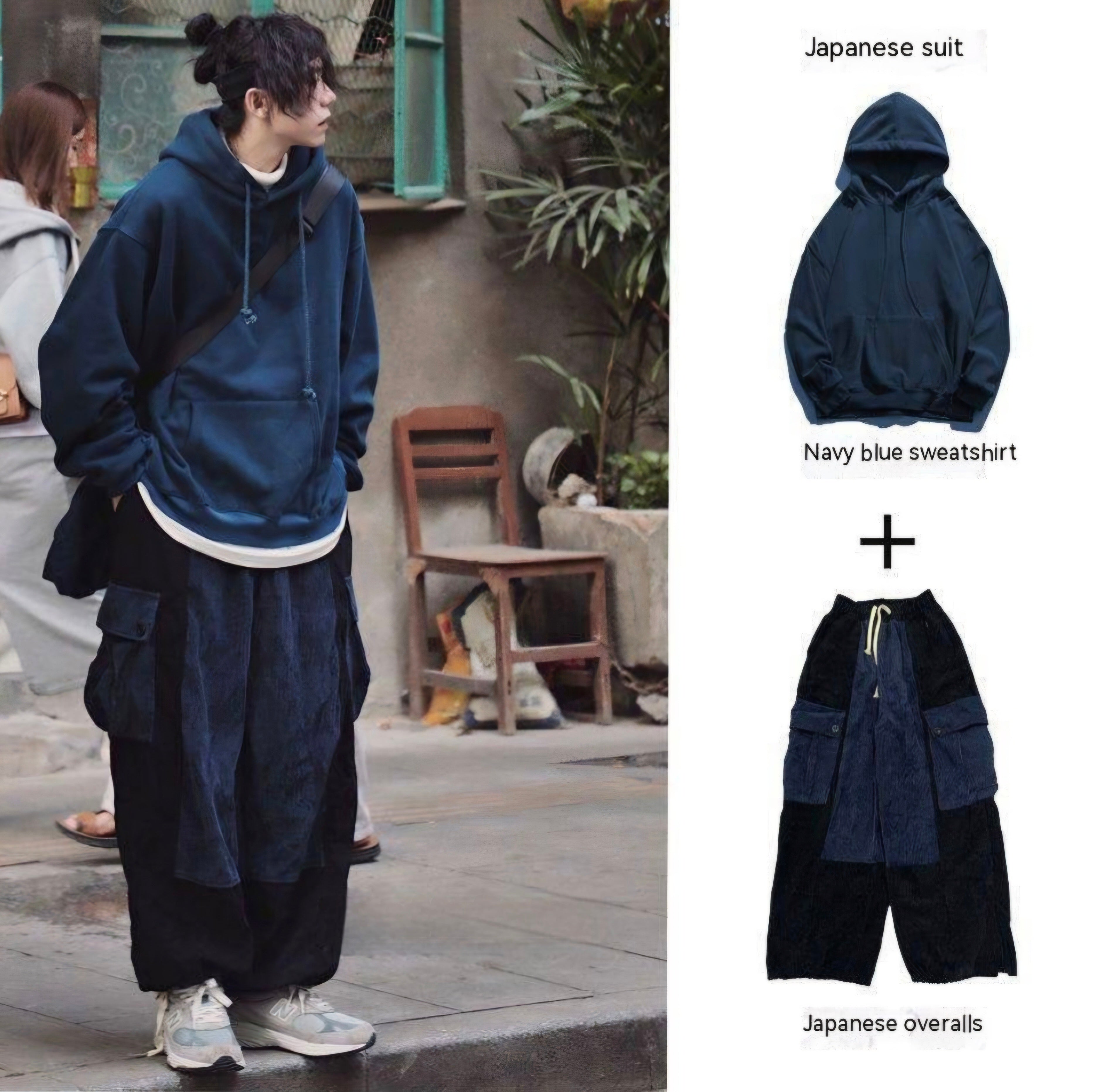 Japanese Loose Solid Color Fleece-lined Sweater Suit