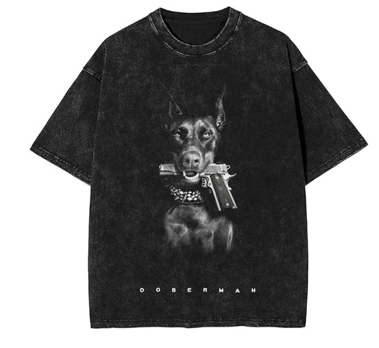Doberman Hip-Hop Tee - Oversized Streetwear
