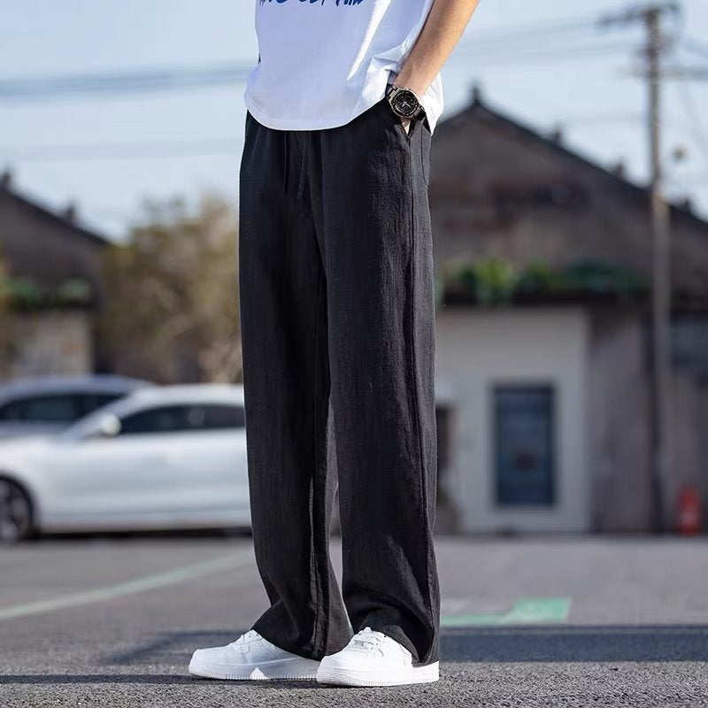 Men's Japanese-style Retro Linen Baggy Straight Trousers