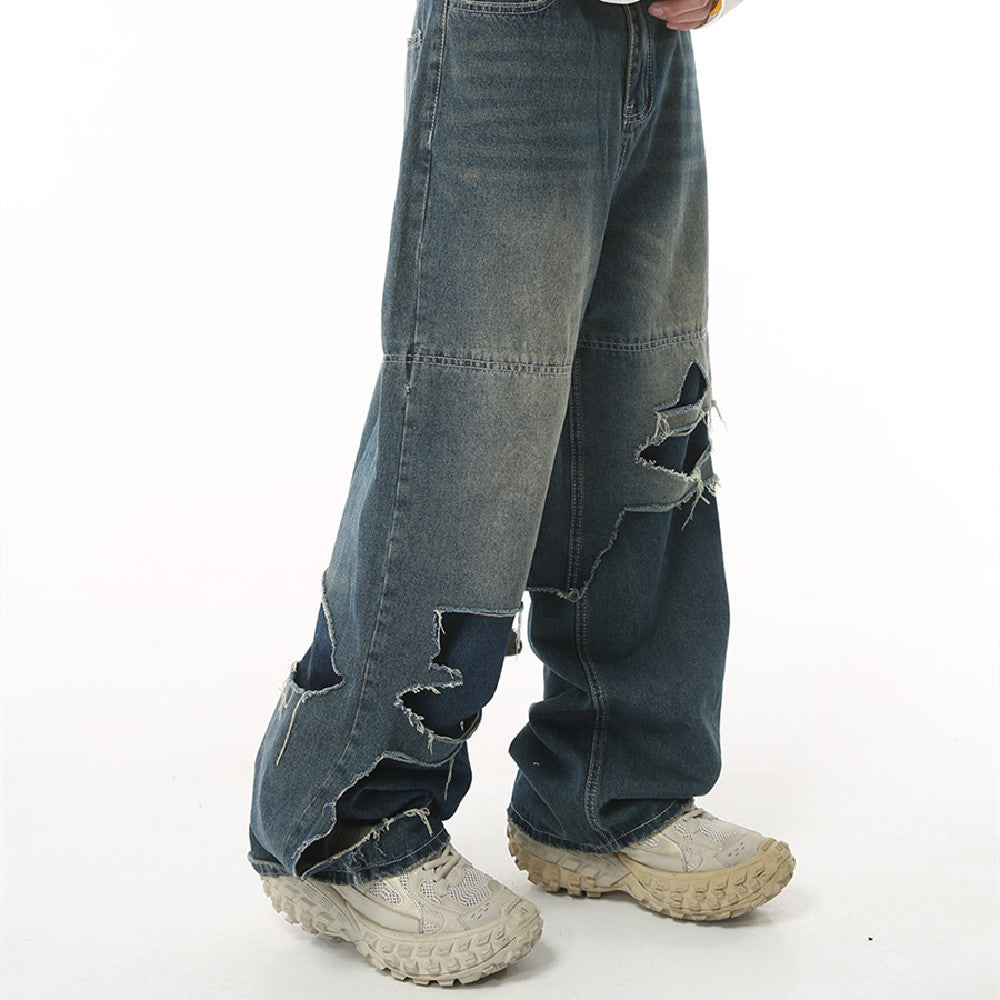Men's Japanese-style Retro High Street Ripped Jeans