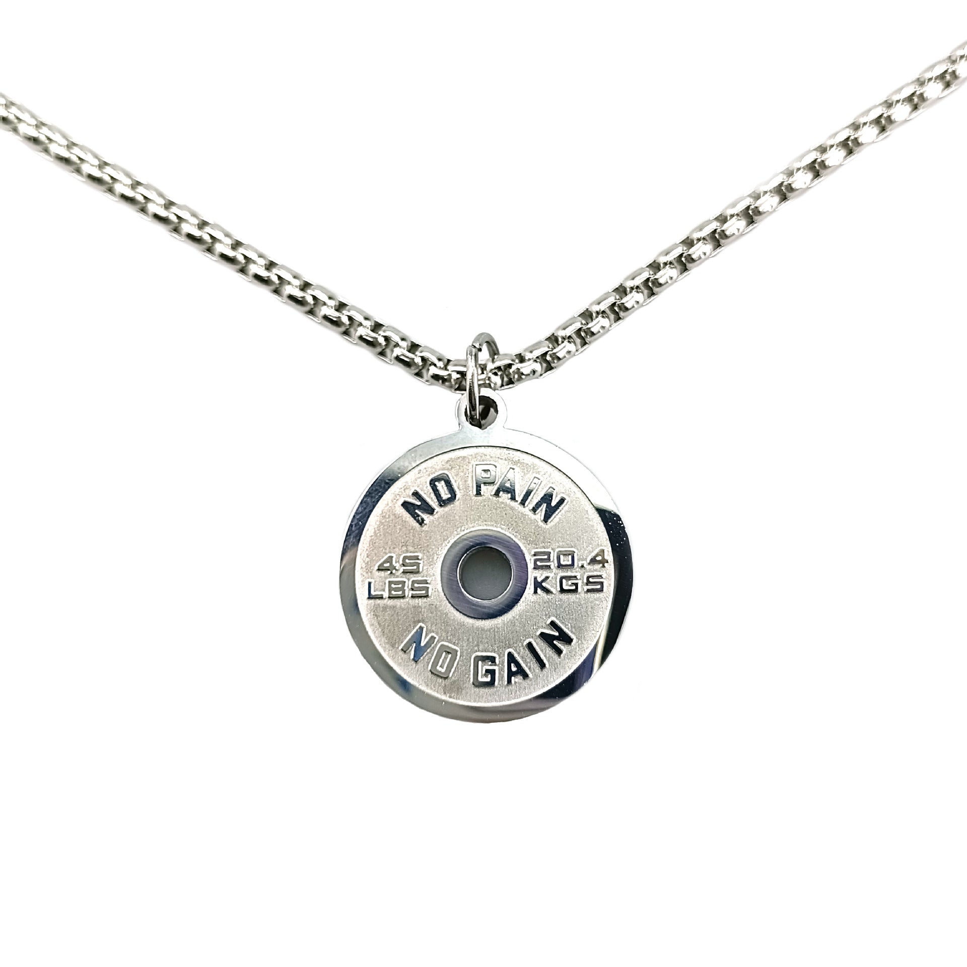 Stainless Steel Barbell Disc Necklace