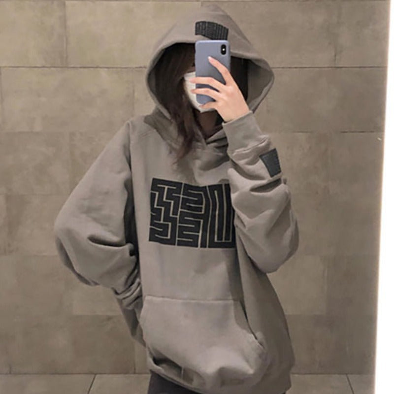 Koreanisches, locker sitzendes Langarm-Bf-Top