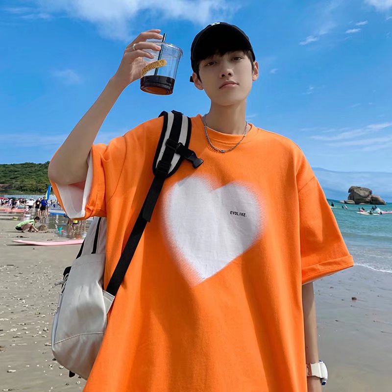 Heart Print Cotton Tee - Oversized Plus Size