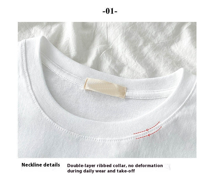 Kurzarmshirt im japanischen Alphabet-Stil aus reiner Baumwolle, weinrot