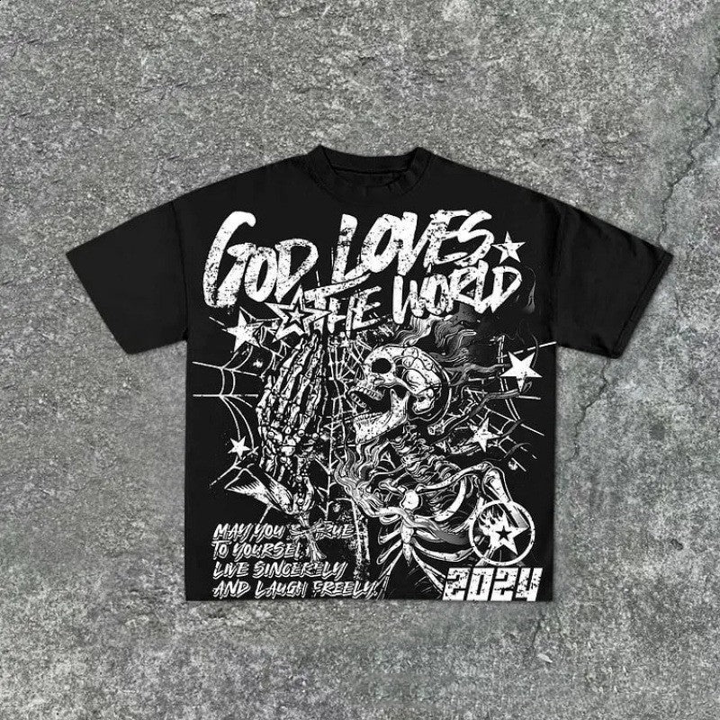 Punkrock-Oversize-T-Shirt – Retro-Hip-Hop-Stil