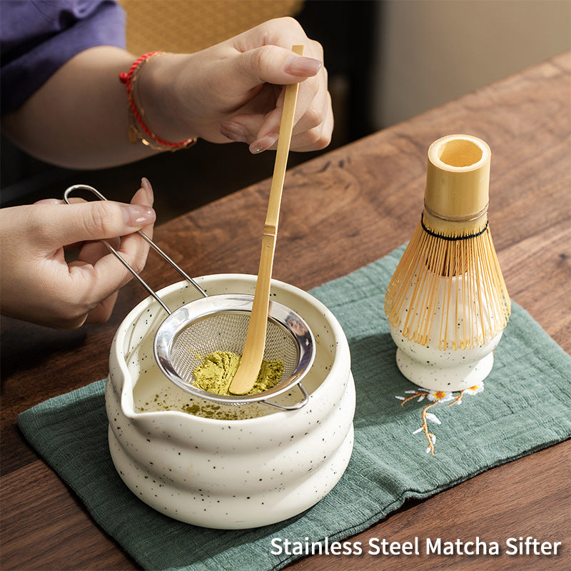 Ceramic Matcha Stool Bowl Sand Point Japanese Style