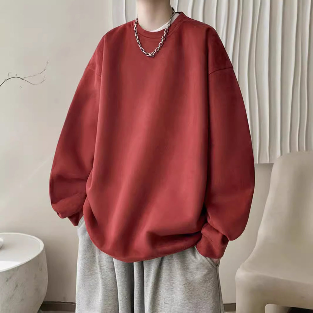 Japanese Basic Style Round Neck Sweater For Men