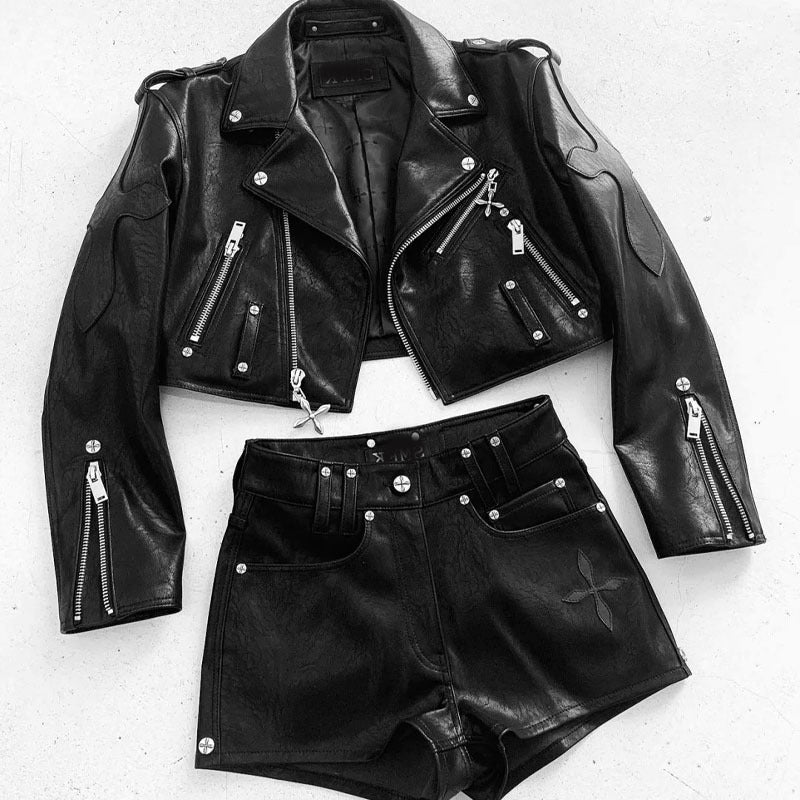 New Motorcycle Leather Jacket Suit Collar Commuter Short Long Sleeves