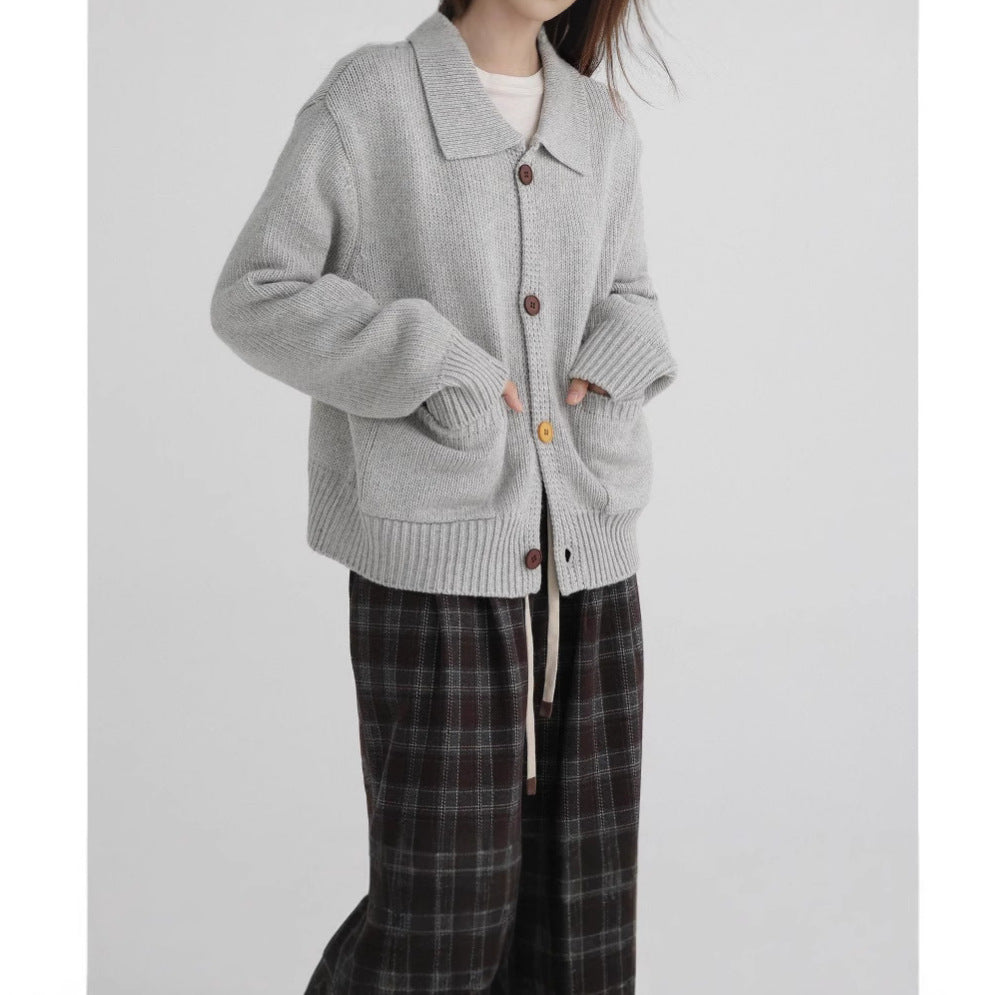 Japanese-style Retro Small Lapel Sweater Coat