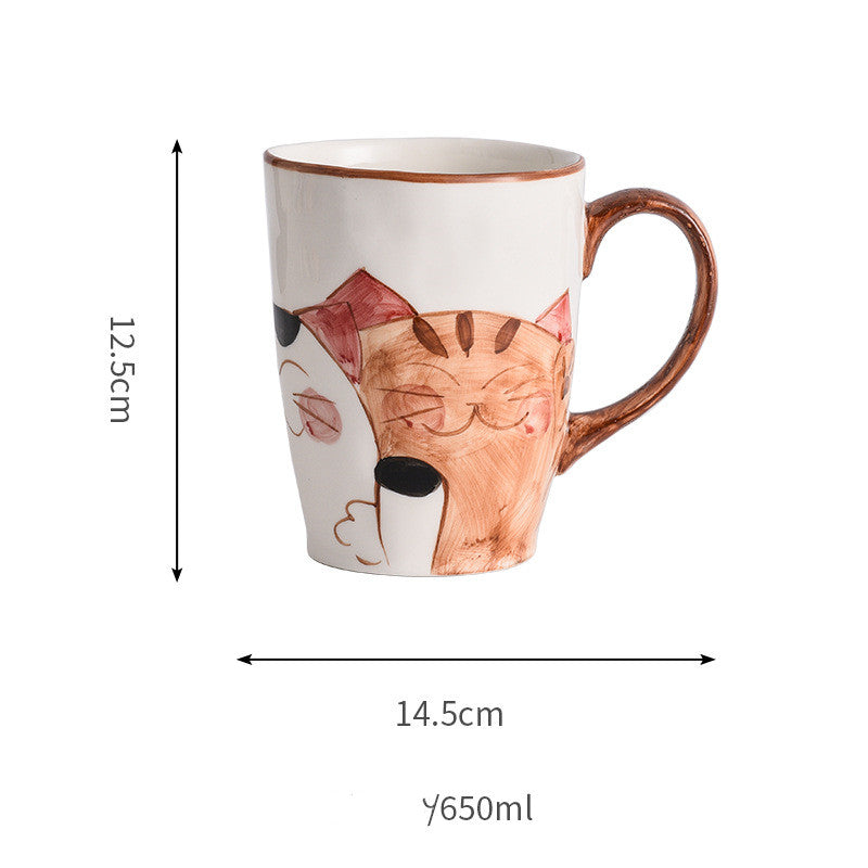 Japanese Style Hand Drawn Cat Ceramic Coffee Cup