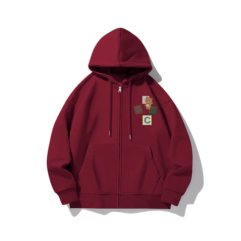 Melange-grauer Cardigan mit Reißverschluss für Damen und Herren, Herbst