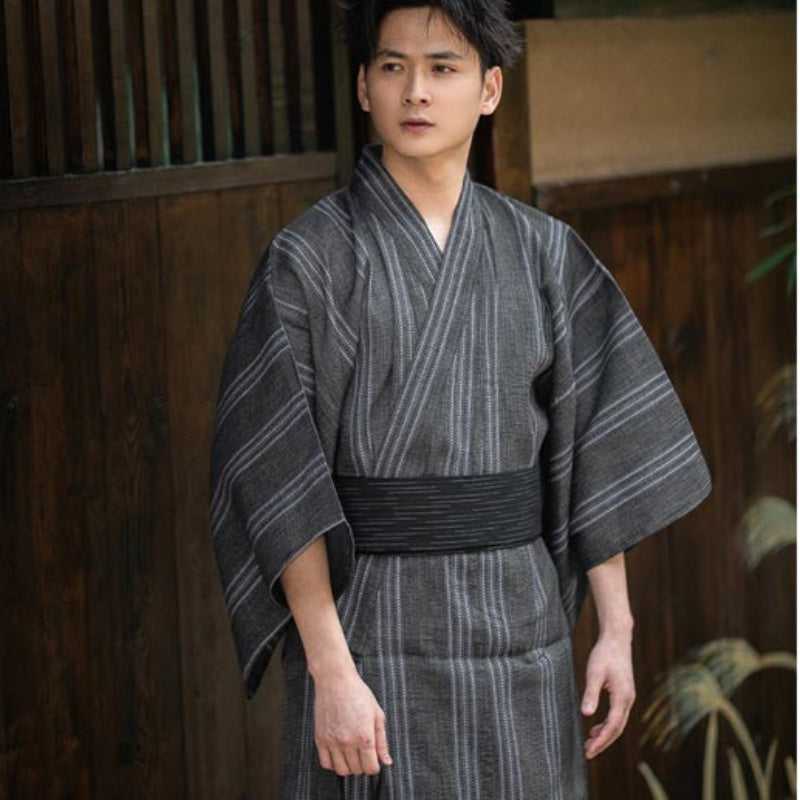 Men's Kimono Samurai Robe Bathrobe Japanese Style