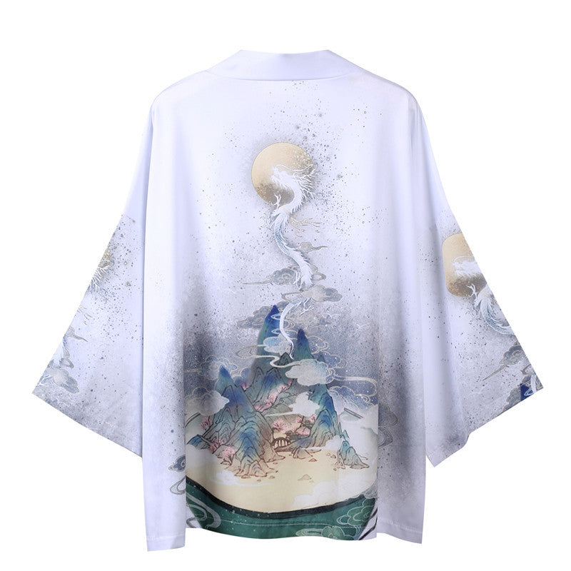 Chinese Style Three-quarter Sleeve Cardigan Japanese Kimono