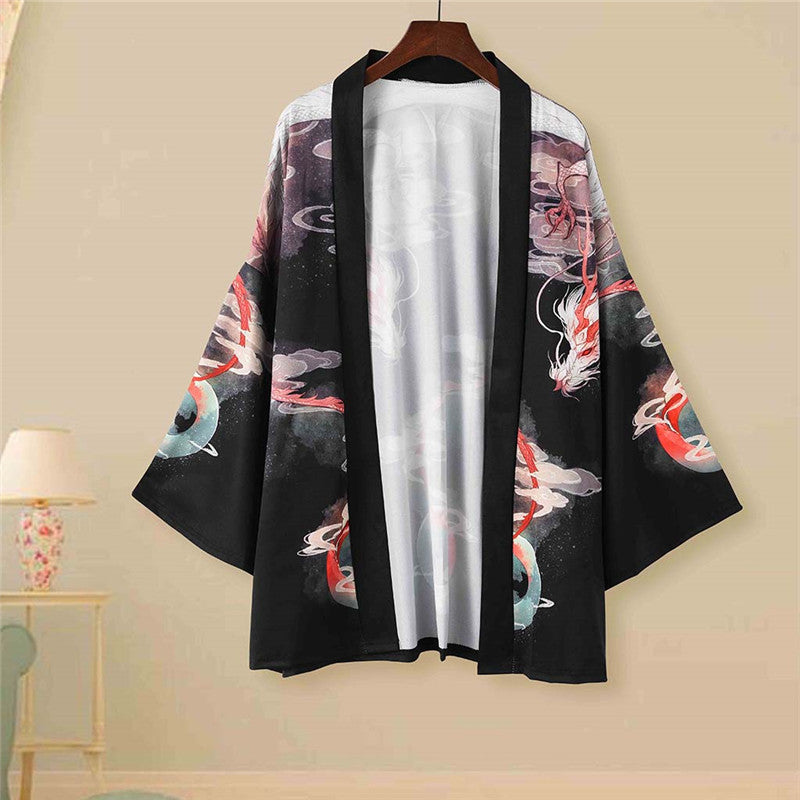 Chinese Style Three-quarter Sleeve Cardigan Japanese Kimono