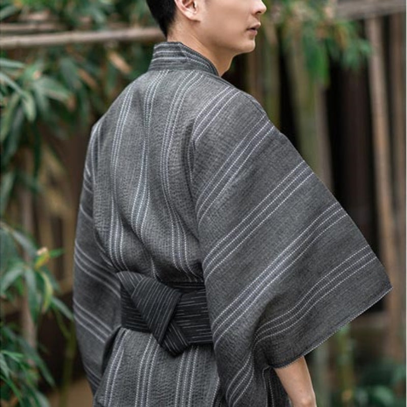 Men's Kimono Samurai Robe Bathrobe Japanese Style