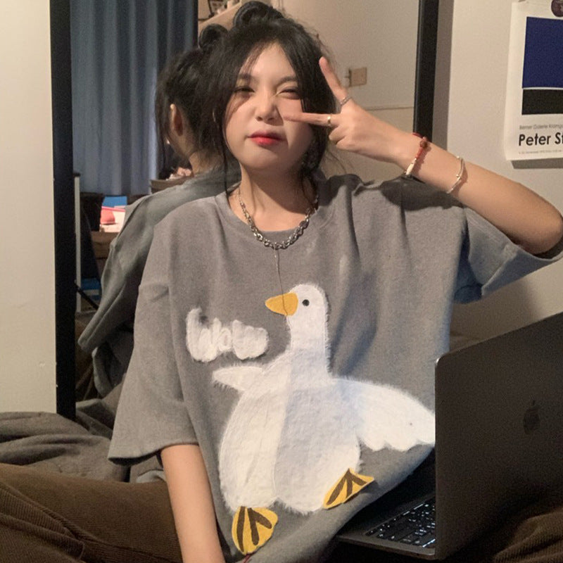 Women's Japanese Style Duck Loose Short Sleeve