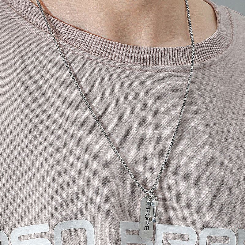 Vintage Dumbbell Tag Necklace