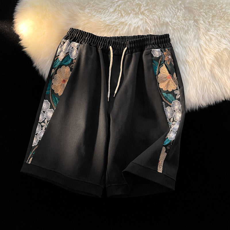 Hong Kong Style Plus Size Shorts Japanese Style Embroidery