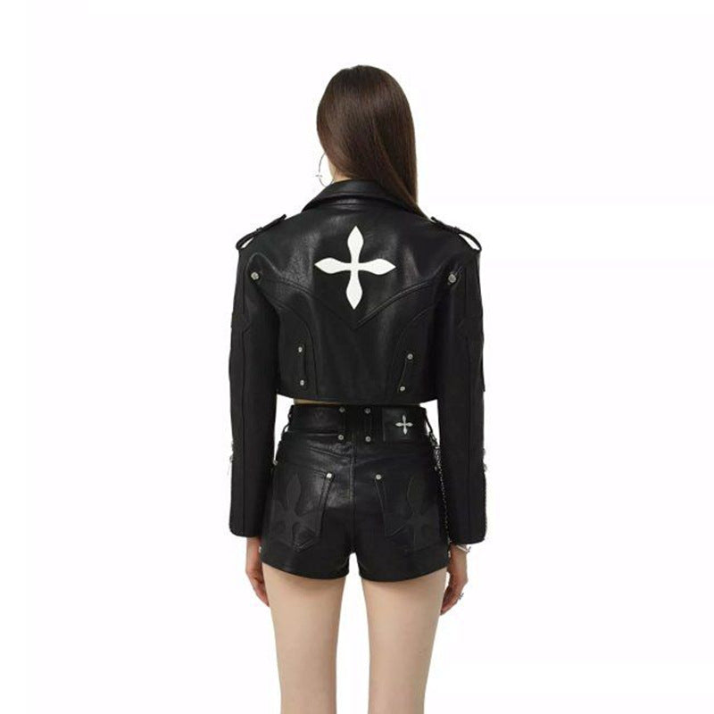 New Motorcycle Leather Jacket Suit Collar Commuter Short Long Sleeves