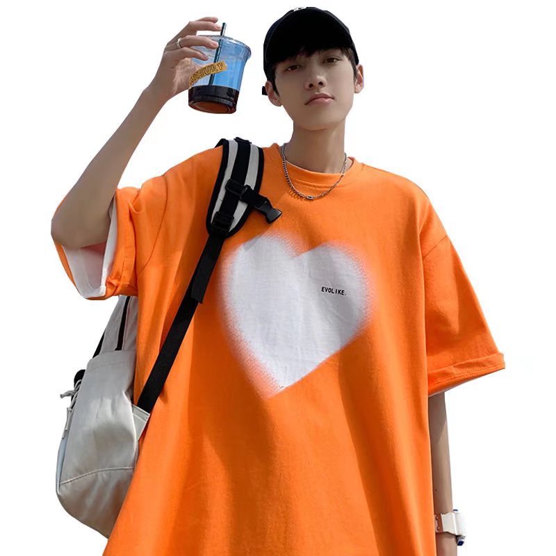 Heart Print Cotton Tee - Oversized Plus Size