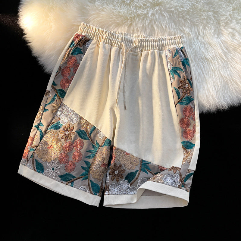 Hong Kong Style Plus Size Shorts Japanese Style Embroidery