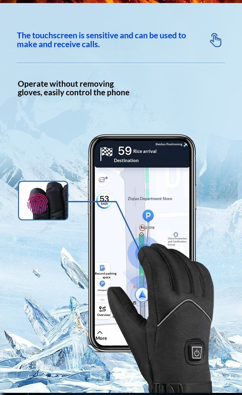 Ladies' Winter Warm Charging Electric Heating Unisex Touchscreen Riding Gloves